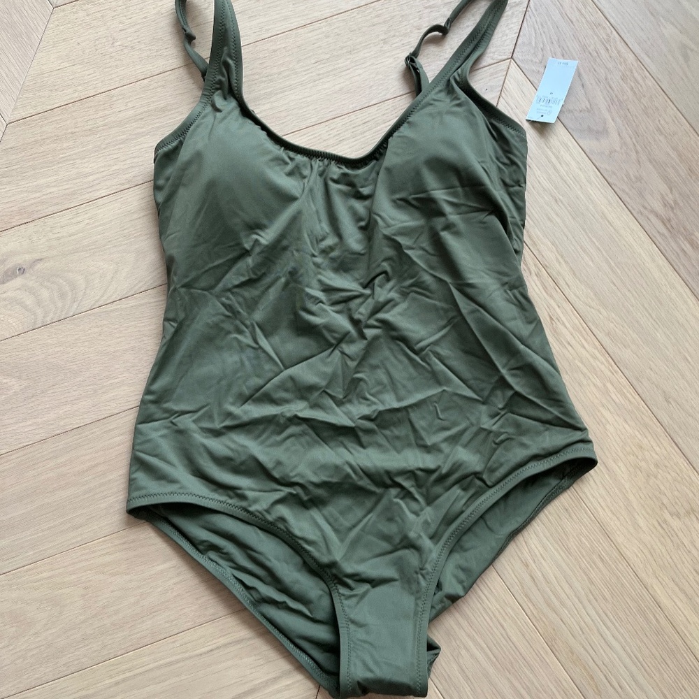 New with tags - GAP 1-piece olive green bathing suit (M)